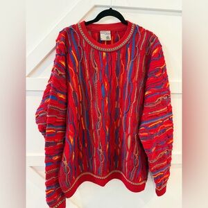 Red - Purely Australian Coogi Style Wool Sweater XL Winter Crewneck